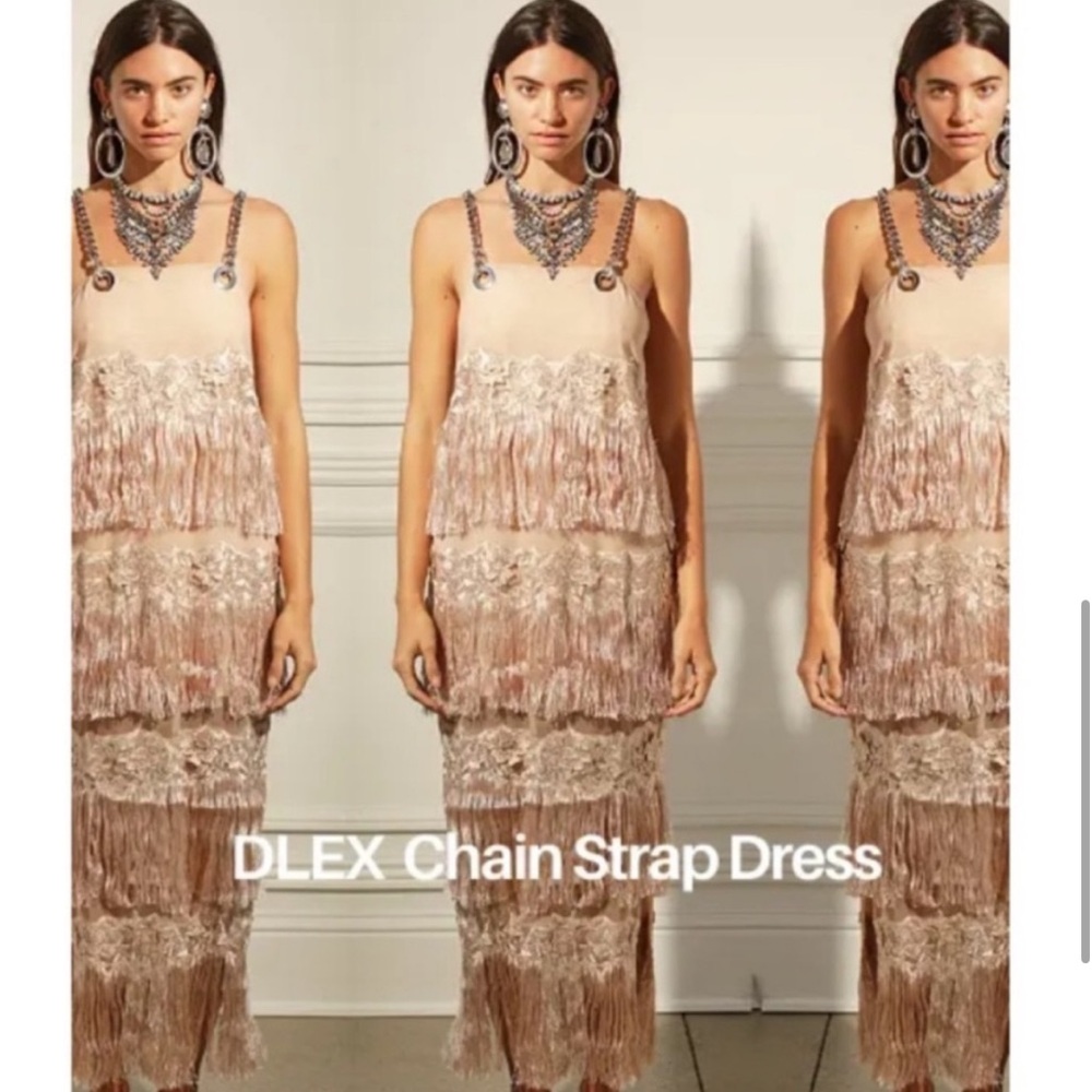 DYLANLEX Fringe Chain Strap Dress